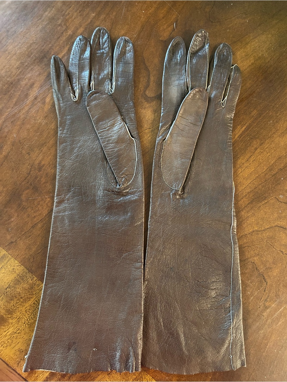 Women's Marvel-Aire Vintage Long Brown Kid Leather Gloves